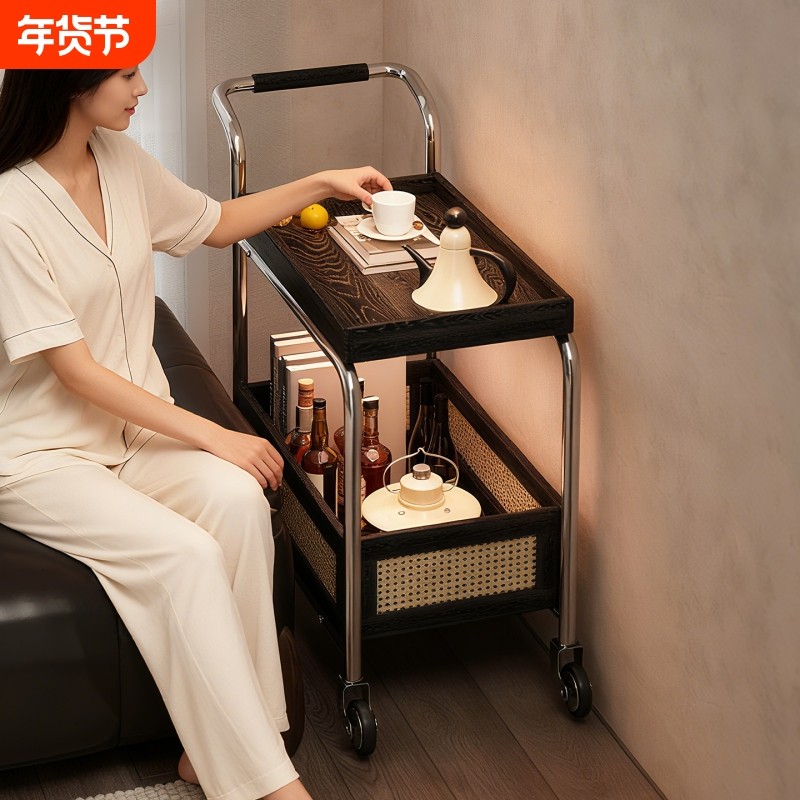 实木沙发边几可移动茶几小推车中古风客厅家用侧边柜小桌子置物架,住宅家具,角几/边几,淘宝优惠券,粉丝福利购,淘宝优惠卷