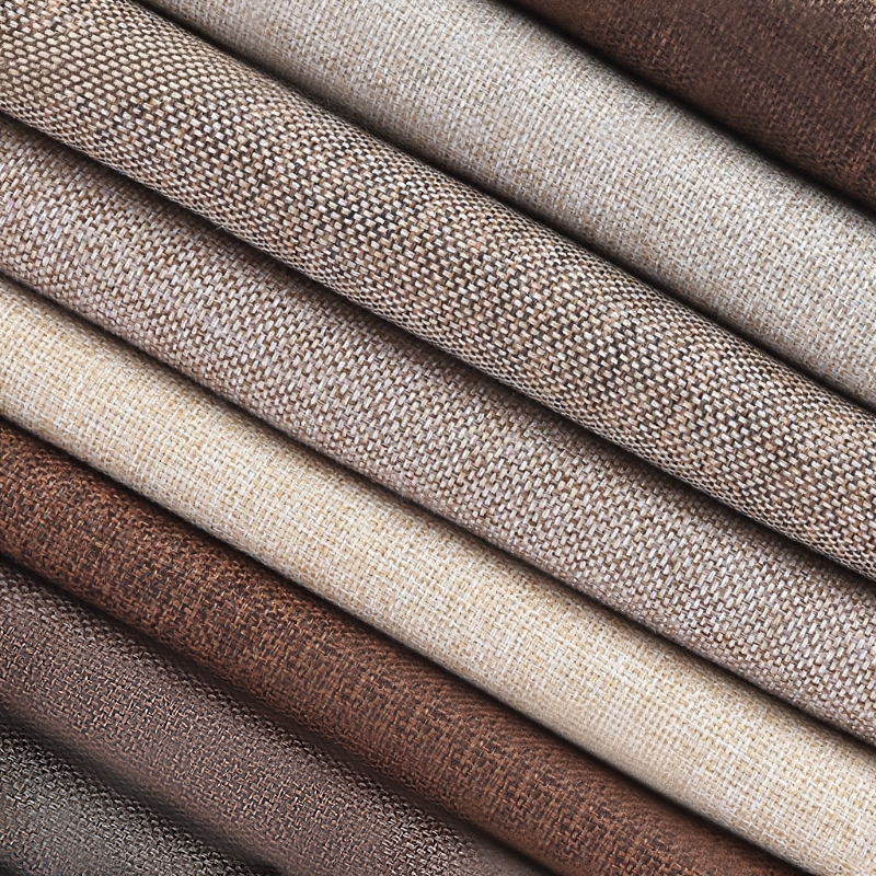 素色粗麻布料手袋布料批发涤纶抱枕坐垫车套面料亚麻沙发布料