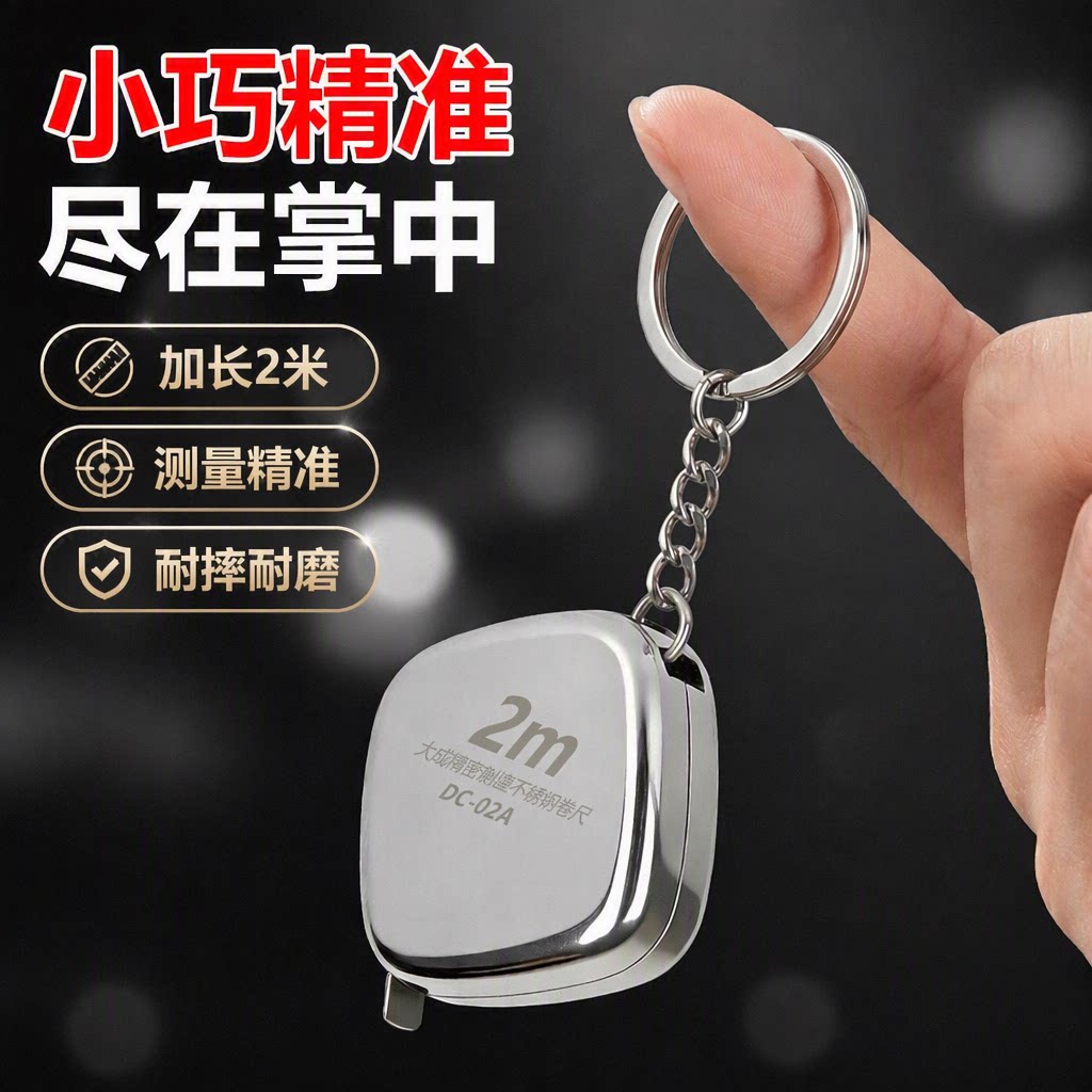 迷你小卷尺随身卷尺小型家用2米钢卷尺便携钥匙扣测量米尺小尺子