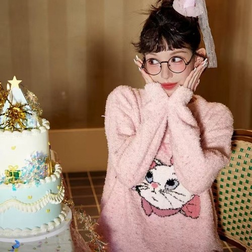 束口半边绒睡衣冬季女款加绒加厚