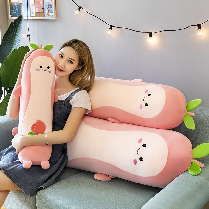 牛油果毛绒玩具抱枕女生睡觉专用公仔长条桃子玩偶可夹腿娃娃