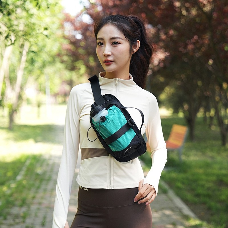 鹰朗新款运动腰包斜挎抽绳水壶包户外骑行徒步包便携路亚钓鱼腰包