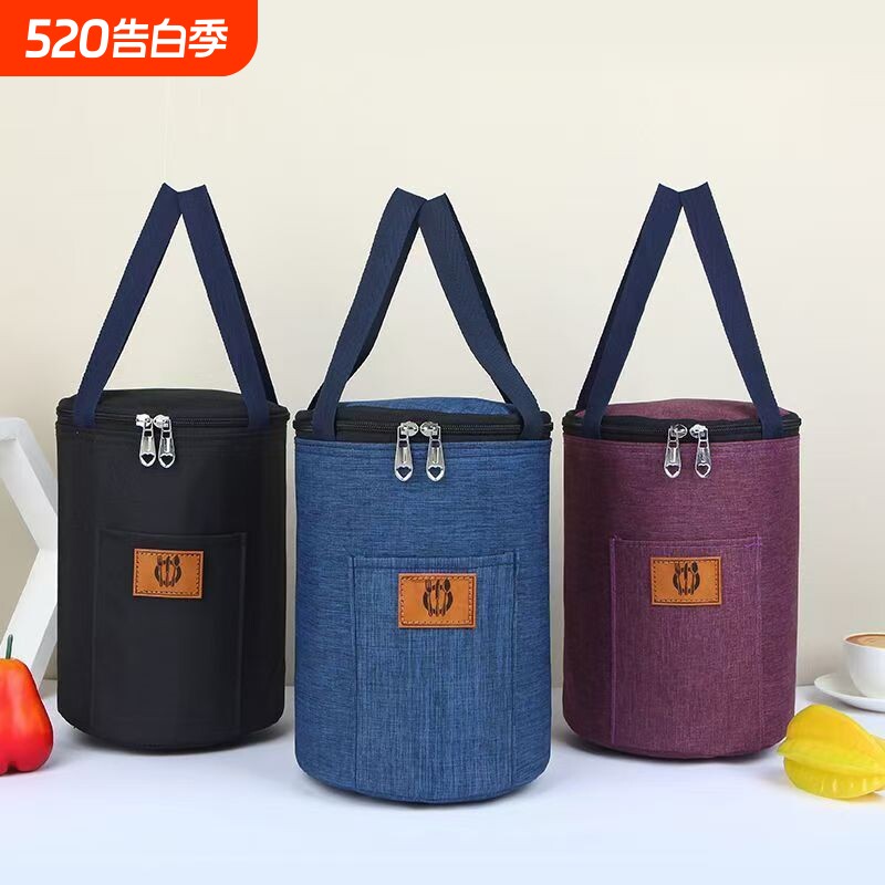饭盒手提包圆形保温袋铝箔加厚便当包上班族学生带饭保温袋