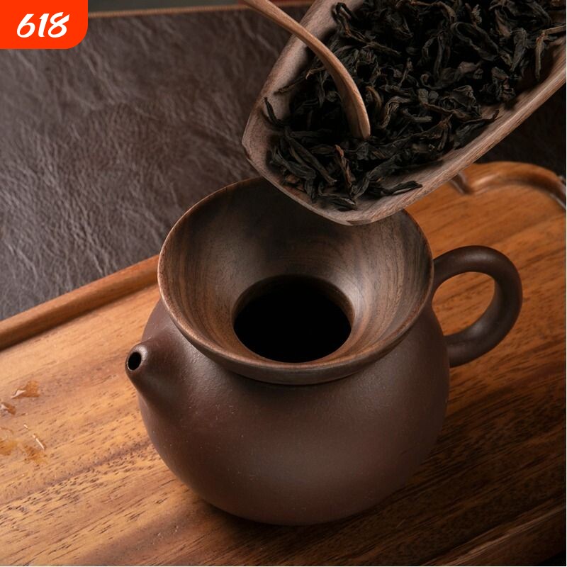 实木投茶器茶漏导茶入壶取茶器入茶簸箕茶叶漏斗功夫茶道零配茶则