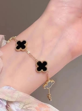 精致四叶草钛钢手链女钛钢链小众轻奢手链不掉色大气情侣闺蜜生日