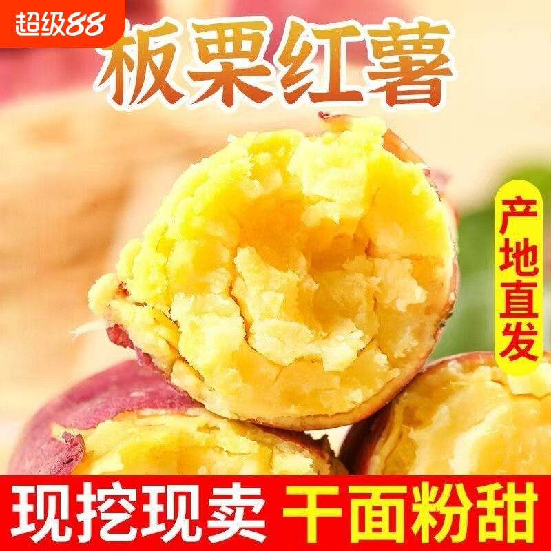 陕西板栗红薯新鲜沙地蜜薯板栗地瓜红薯山芋农家红皮蒸熟黄心番薯图片