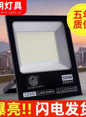 led投光灯射灯室外防水强光超亮工厂车间工地户外灯庭院暖光灯具