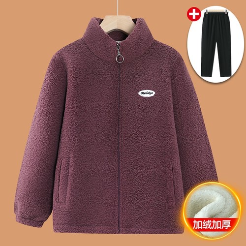 中老年人秋冬装女摇粒绒外套