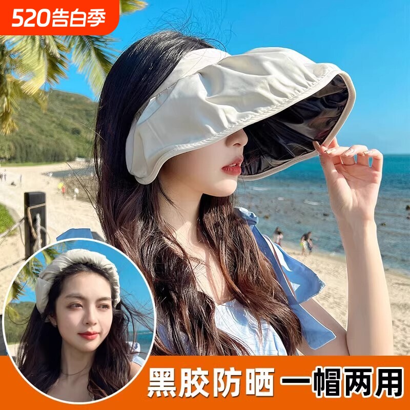 户外出游防晒帽夏季防紫外线遮阳帽空顶韩版太阳帽子一帽两用发箍