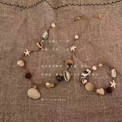 贝壳小海螺编织项链女夏天海边度假风个性配饰锁骨链编织脖颈链