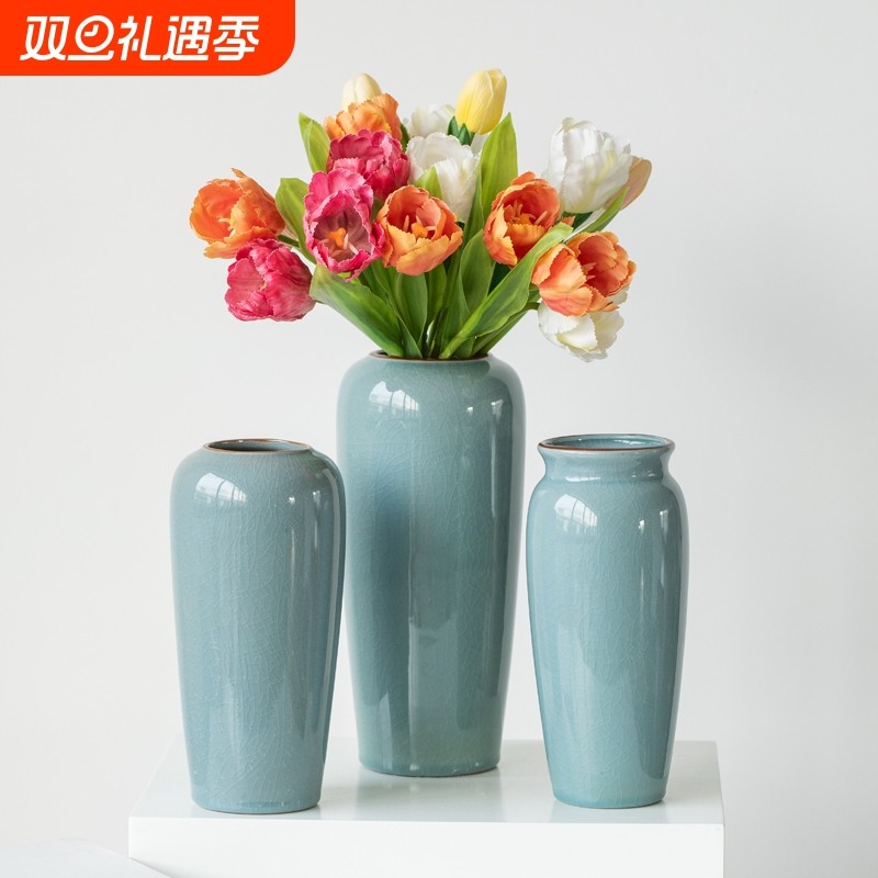 宋式美学陶瓷花瓶摆件客厅插花轻奢高级感装饰品花器水培鲜花专用