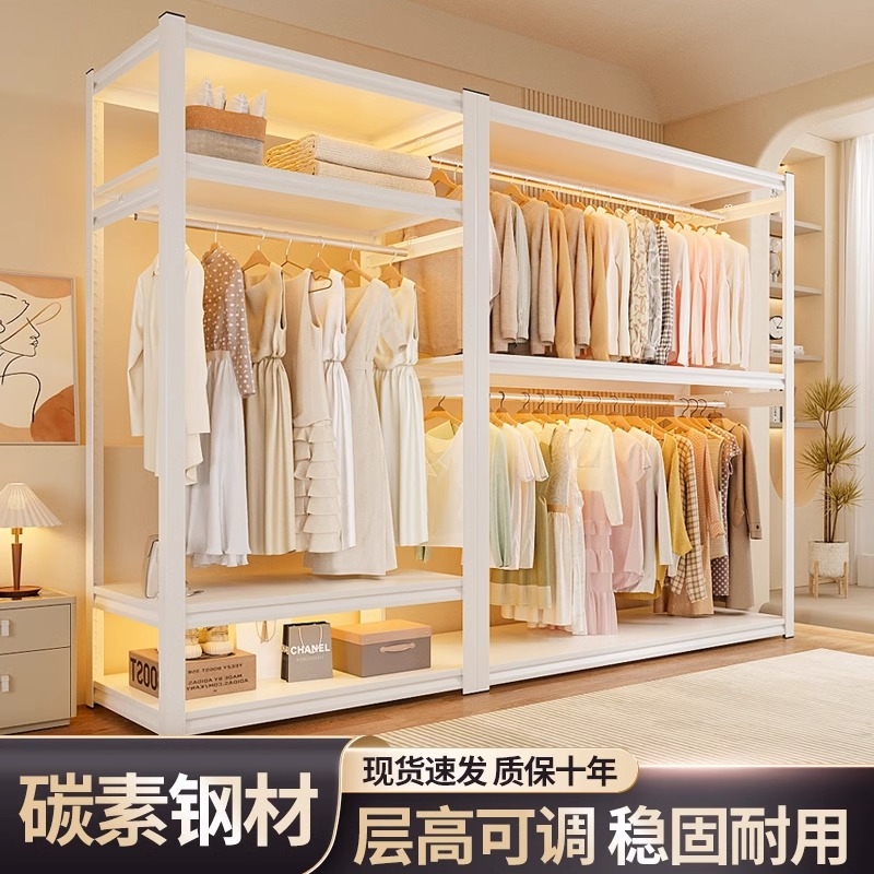 货架简易衣柜出租房用家用卧室组装角钢铁艺开放式结实耐用收纳
