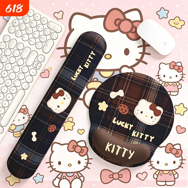 复古Kitty猫护手腕鼠标垫女生高颜值办公室电脑键盘护腕手托垫子
