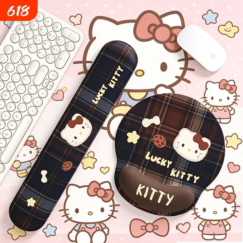 复古Kitty猫护手腕鼠标垫女生高颜值办公室电脑键盘护腕手托垫子