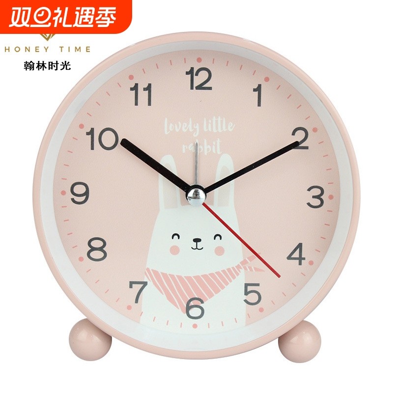 卡通动物座钟儿童学生电子礼品4.5寸夜灯静音扫描闹钟静音闹钟