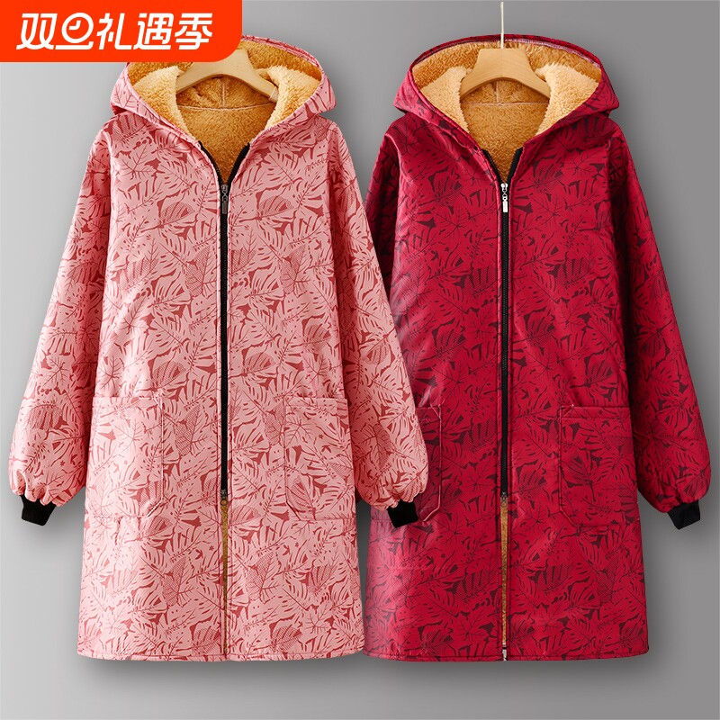 新款罩衣冬季加绒加厚保暖防水防油围裙厨房家用长袖秋冬工作服女