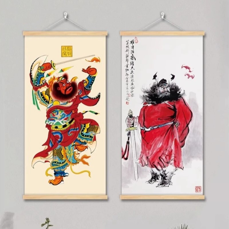 钟馗挂画天师赐福画像伏魔图镇宅挂布画客厅玄关风水画门神装饰画