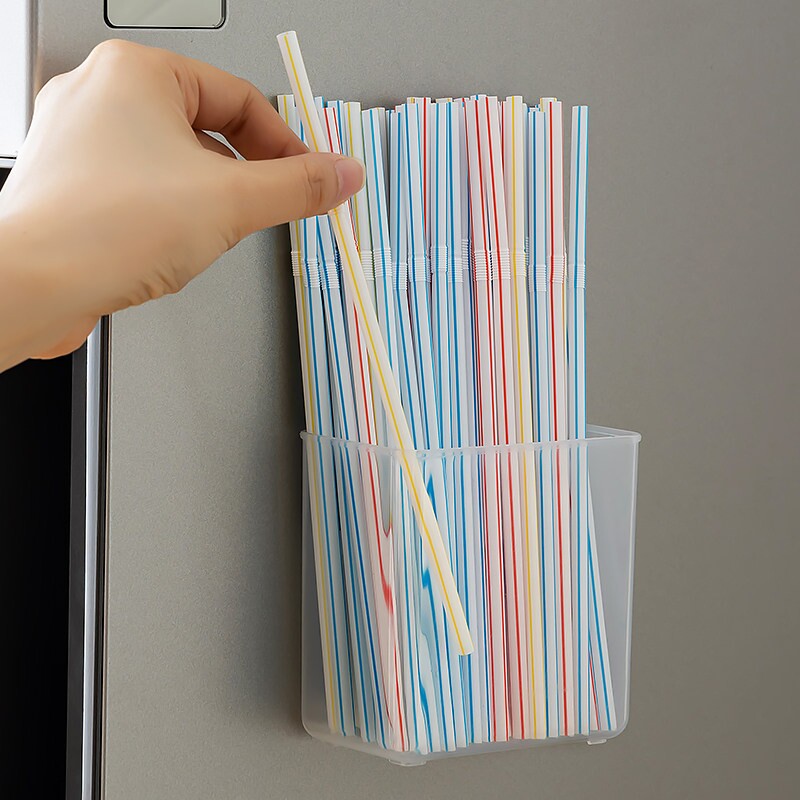 吸管收纳盒挂冰箱杂物壁挂式装一次性吸管的桶置物架放咖啡茶包