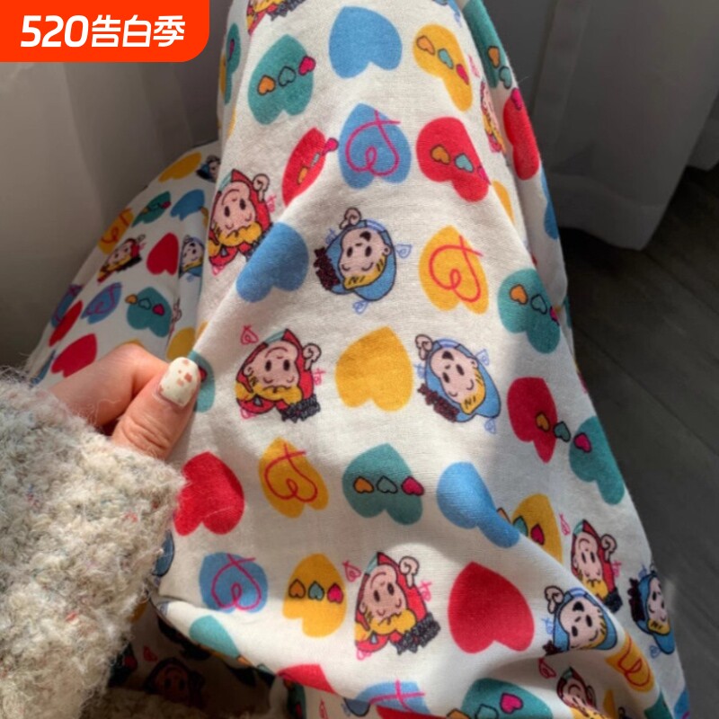 2025绵绸治睡裤女款ins风冰丝家居裤女长裤遛弯条纹印花米奇格