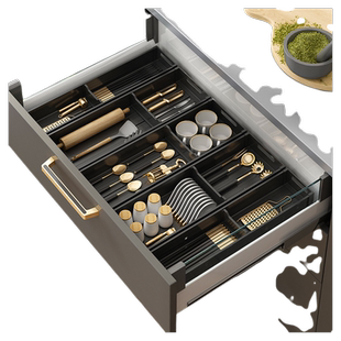 厨房抽屉餐具收纳盒筷子分隔拉篮橱柜内置置物架托盘铝合金家用