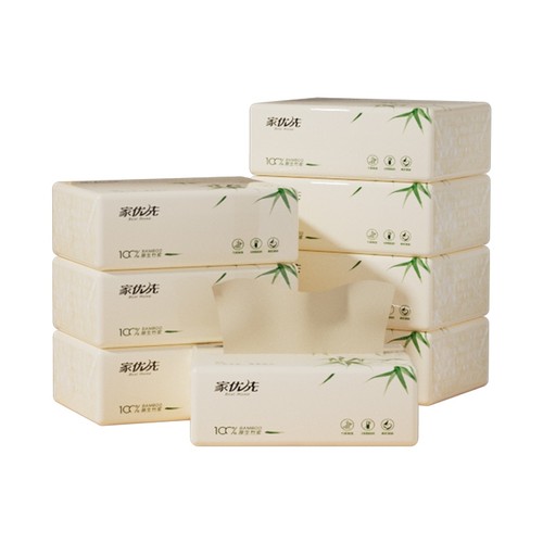 家优先4D压花本色抽纸4层240张*8包