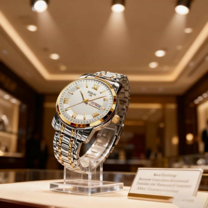 手表男款机械风全自动防水高级感全自动男表数字双日历防水腕表男