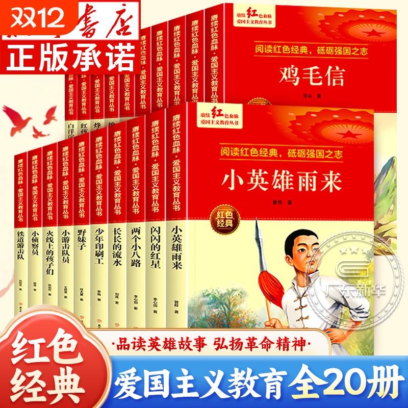 赓续红色血脉爱国主义教育丛书全20册 小英雄雨来闪闪的红星鸡毛信火线上的孩子们 正版红色经典书籍小学生三四五六年级阅读课外书