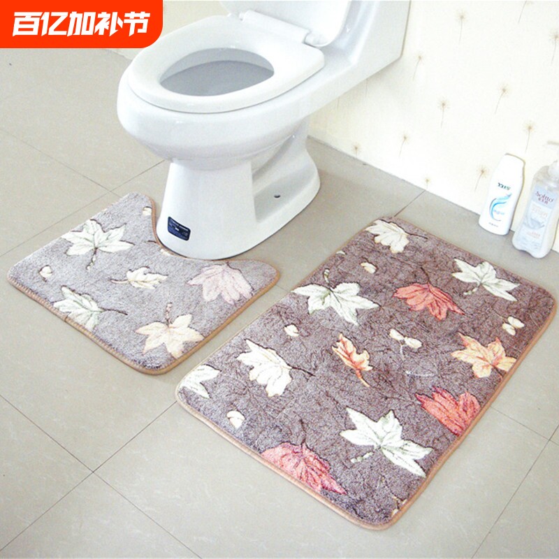 现货加厚珊瑚绒浴室两件套浴室防滑垫马桶地毯卫浴地垫门垫