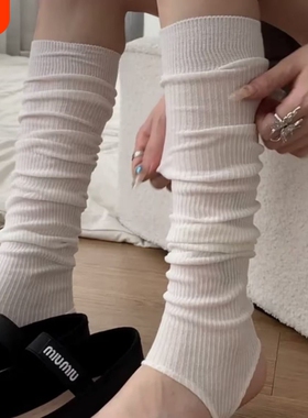 芭蕾风袜子踩脚袜套女夏薄款堆堆袜miu系白色小腿袜春秋款长筒袜