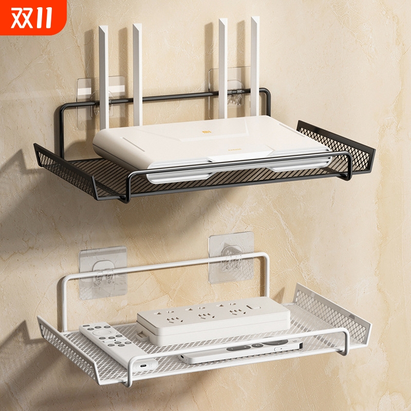 免打孔墙上壁挂式路由器收纳架挂墙电视机机顶盒置物架放置架桌面