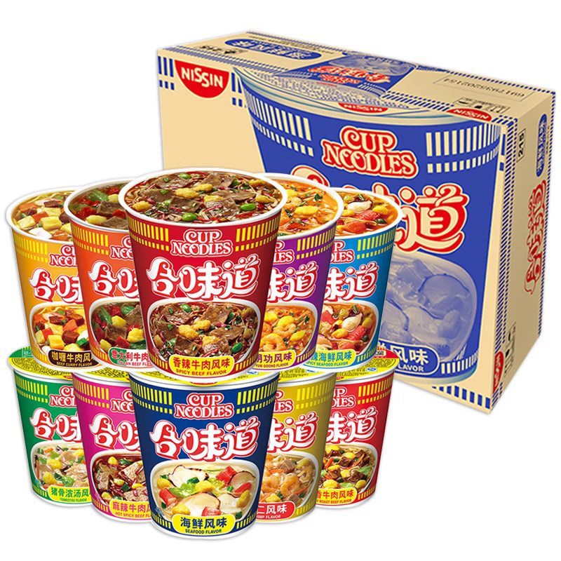 日清合味道杯面整箱方便面海鲜虾仁速食桶装泡面夜宵牛肉面香辣