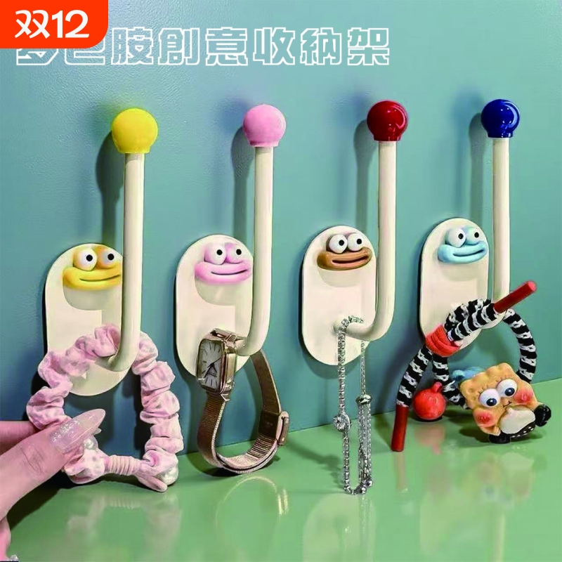 发圈发箍粘钩卫生间收纳架发夹皮筋头绳挂钩首饰品发绳收纳架塑料