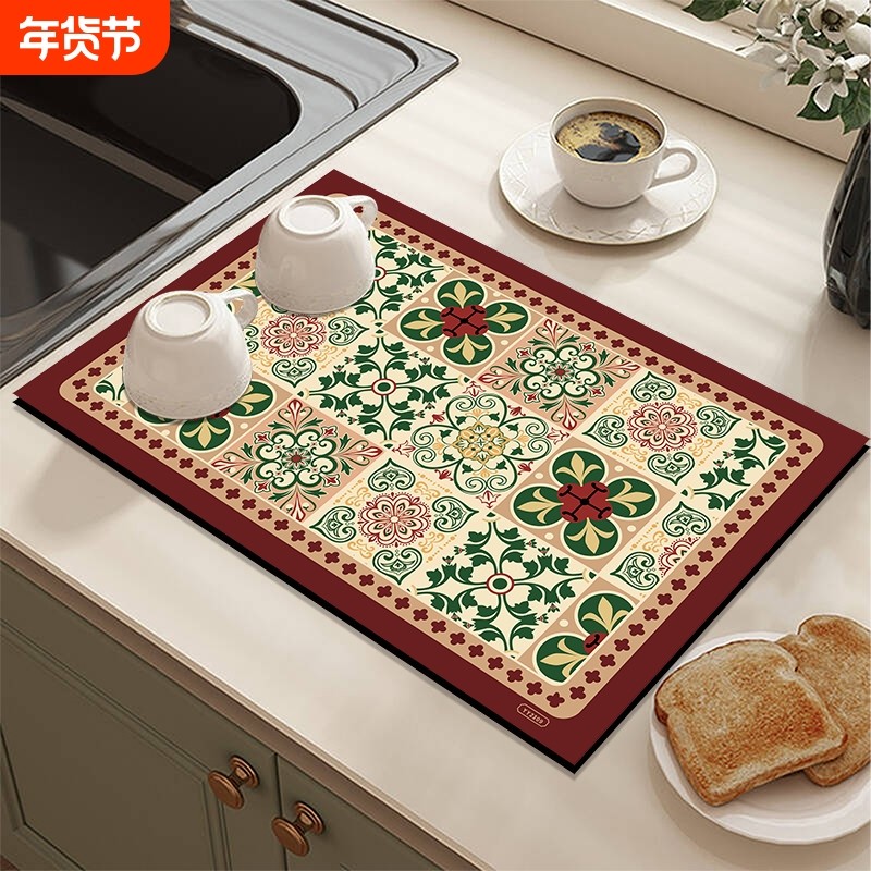 厨房台面水垫硅藻泥吸水垫沥水垫防滑吸油可擦免洗碗垫子家用,居家布艺,厨房地垫,淘宝优惠券,粉丝福利购,淘宝优惠卷