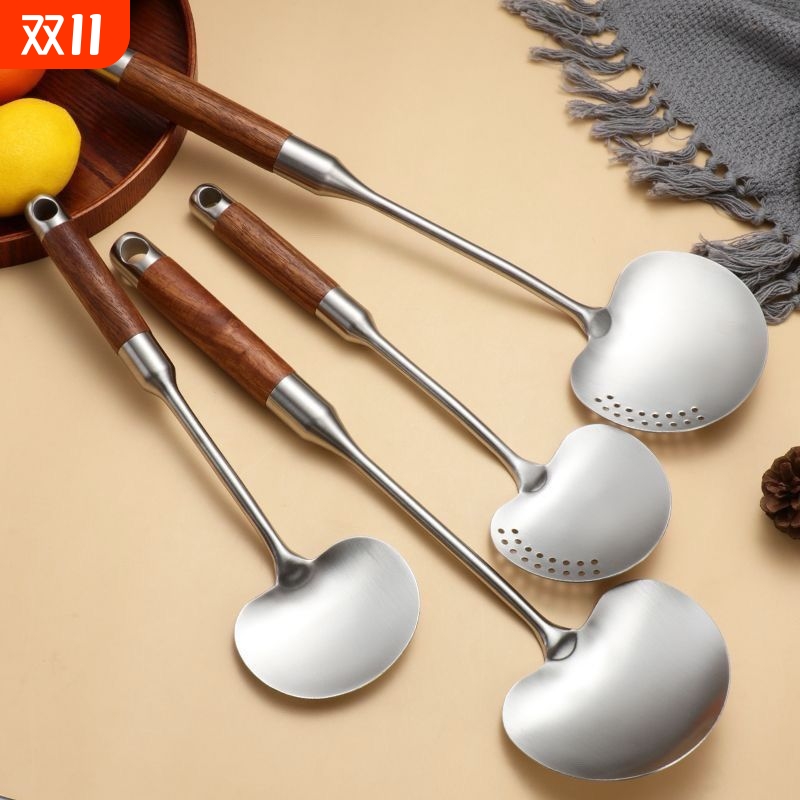 新款锅铲304不锈钢加厚炒菜铲子漏勺汤勺家用厨具炒勺套装铁锅铲