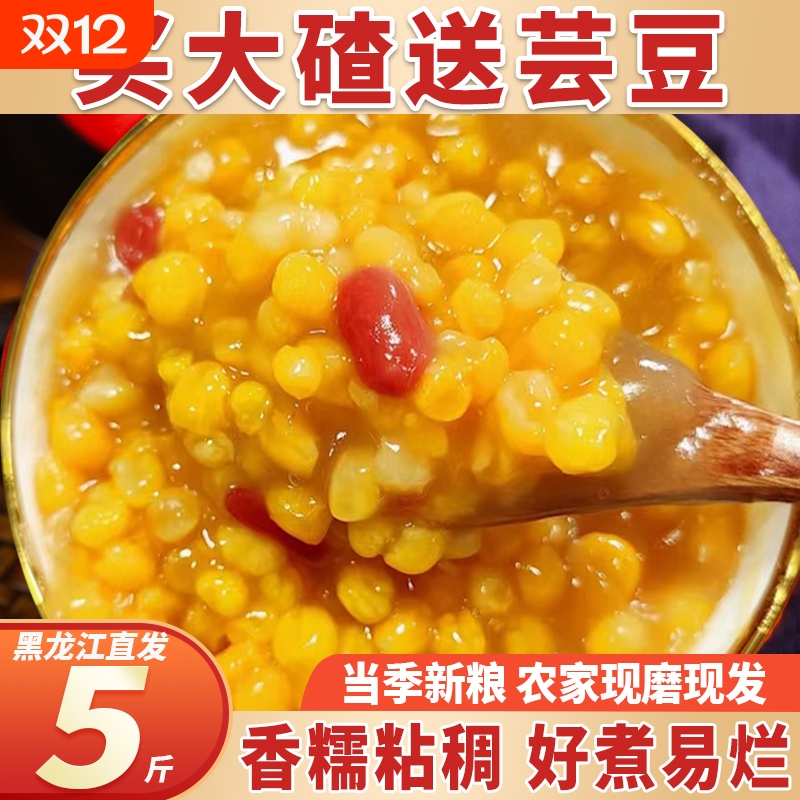 东北大碴子新鲜正宗笨玉米碴子芸豆组合粥农家杂粮早餐饭粗粮一斤