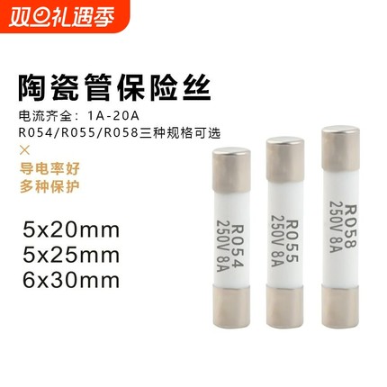 陶瓷保险丝管1A熔断器2A250V快断5x20 5x25 6x30 3A 6A 8A 10A
