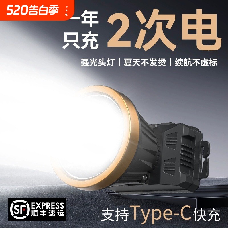 2025新款头灯强光充电超亮头戴式钓鱼专用矿灯感应led手电筒户