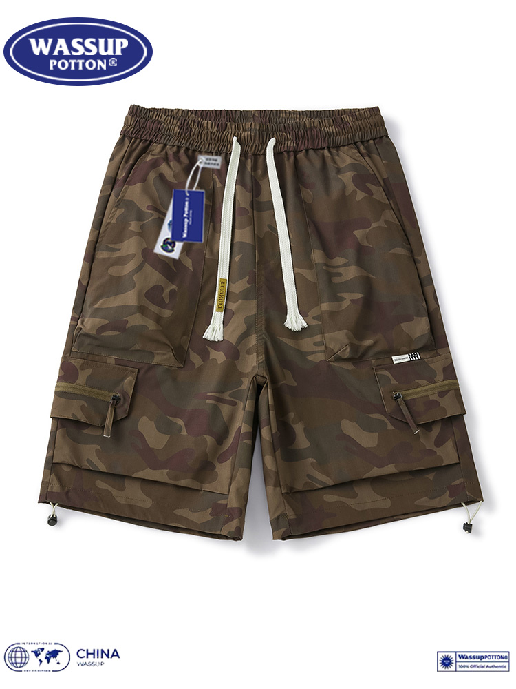 WASSUP Military Camouflage Shorts Men's Summer 2024 New Trendy Brand Loose Plus Size Casual Workwear Cropped Pants