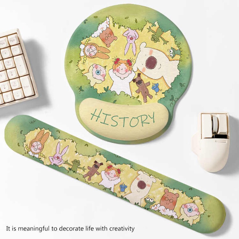 可爱小女孩护腕橡胶鼠标垫女生电脑办公室桌面垫键盘手托记忆棉垫