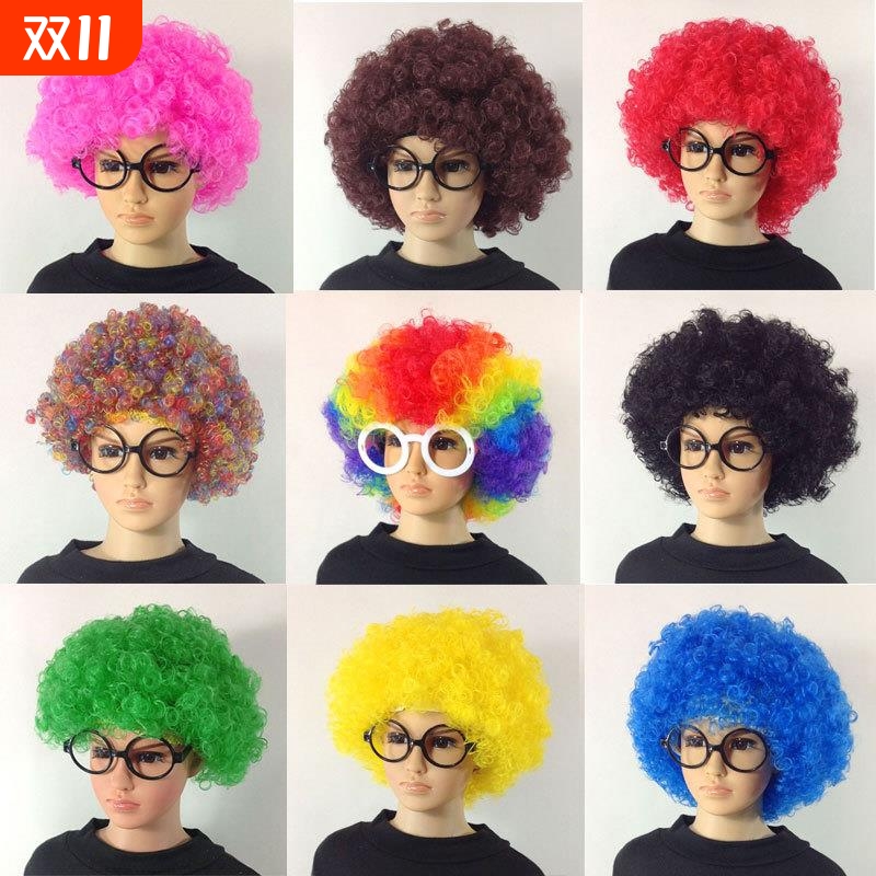 爆炸头假发搞怪小丑头套演出搞笑道具彩色假发套幼儿园表演区材料