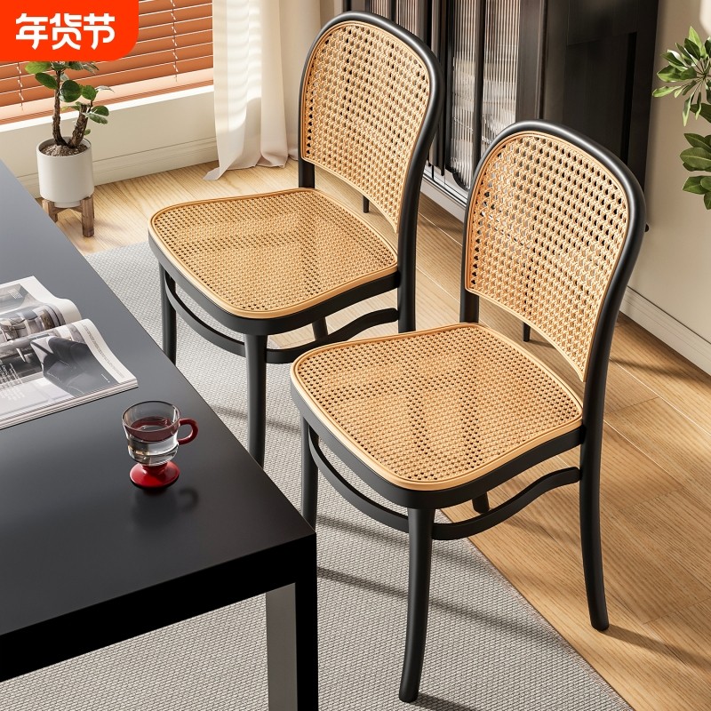塑料藤编椅子中古藤椅靠背椅透气家用餐椅餐桌椅户外凳子餐厅结实