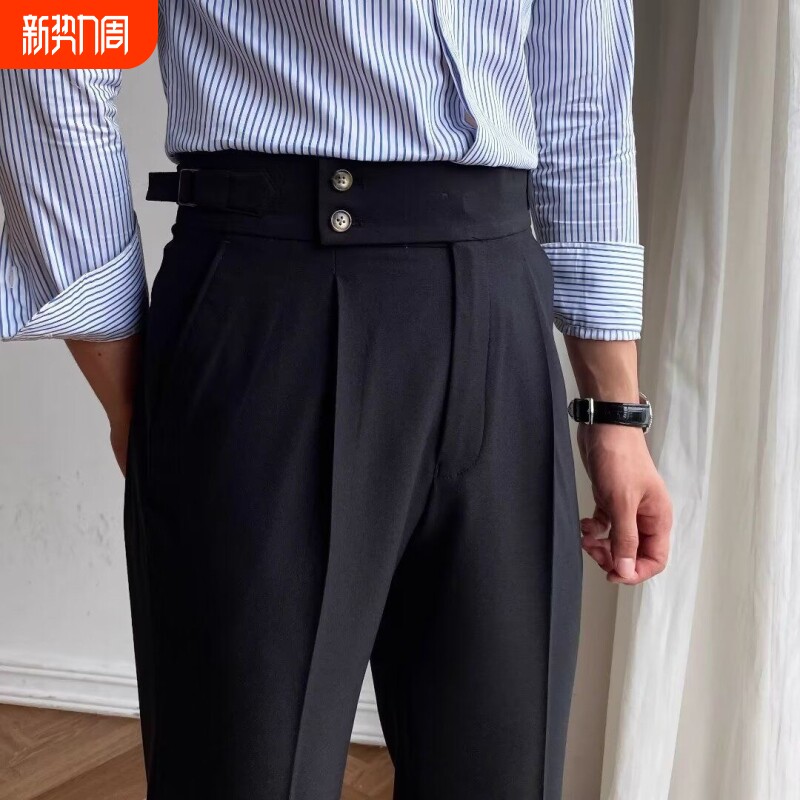 2026新款休闲裤男韩版潮流百搭裤子夏季薄款阔腿拖地长裤灰色白色