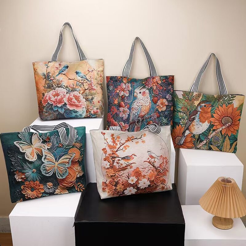 新款大容量帆布包女学生上课通勤托特包百搭单肩包休闲女包多规格