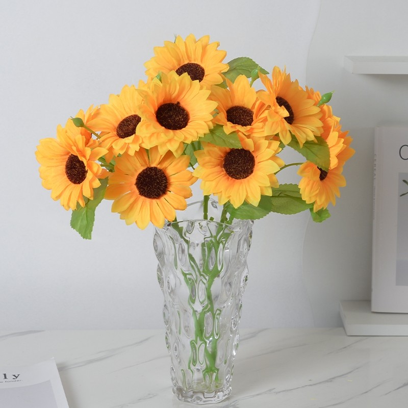 3头向日葵仿真花太阳花束装饰摄影道具插花摆件摆放花艺花卉落地