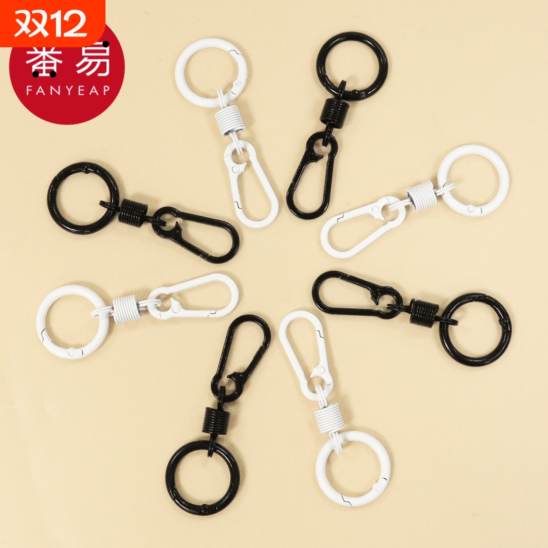 T钥匙扣D1pq0-弹簧双圈钥匙扣环圈扣圈多功能锁匙圈挂包件扣