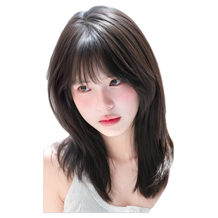 假发全头套女自然仿真锁骨发轻薄无痕日常整顶式短发蕾丝刘海直发