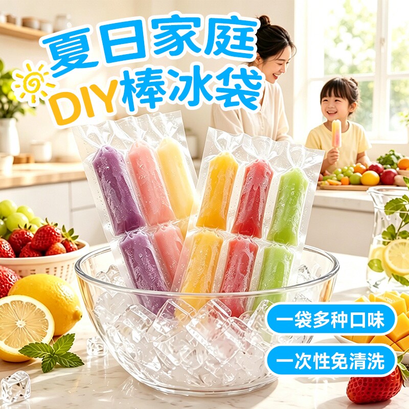 一次性自封冰棒袋DIY自制雪糕家用冰棍制冰模具袋棒棒食品级棒冰