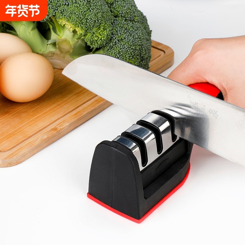 家用手动磨刀器多功能磨刀工具手持三段菜刀磨刀神器磨刀石批发