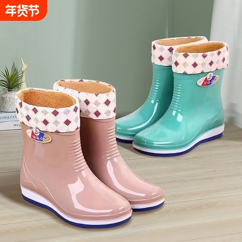水鞋女平低成人中筒雨鞋女加绒短筒时尚夏水靴女防滑雨靴女防水鞋