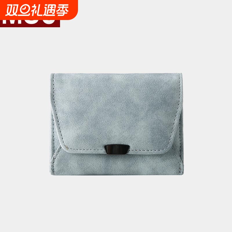 无印MUJ钱包新款复古磨砂皮小众设计零钱包卡包一体巧皮女士证件